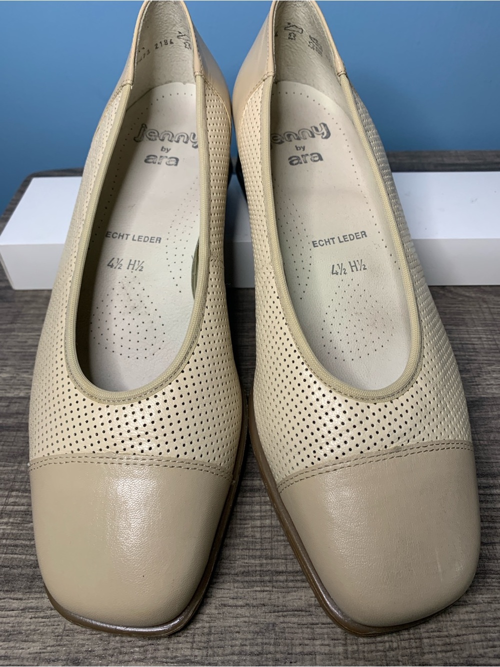Ara Cream Perforated Leather Slip-On Flats